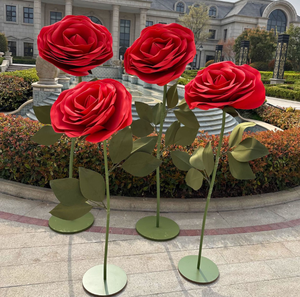 Rosa Gigante Impermeabile in EVA, Fiore Artificiale Realistico, Rosa Rossa Enorme per Esposizione nei Centri Commerciali - Product Image 2