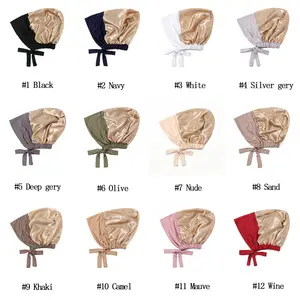 Novo atacado muçulmano Underscarf Mulheres Modal Jersey bonnet cetim sob cap hijab