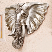 Décoration murale suspendue en forme de tête d'éléphant 3D de style européen, plateau, accessoires photo, animaux, chambre à coucher, décoration intérieure, décoration murale suspendue