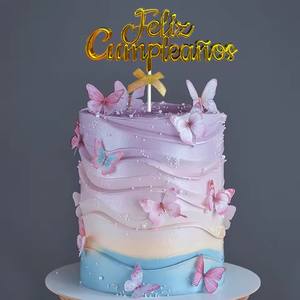 3D Golden <strong>Spanish</strong> Feliz Cumplieanos Cake Topper for Happy Birthday Party DIY Dessert Cake Decoration Supplies One <strong>Sweet</strong> Angel - Product Image 5