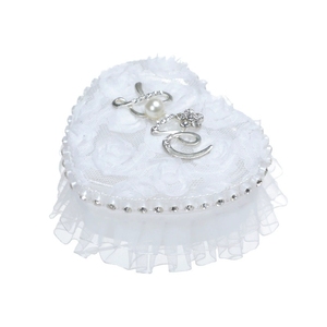 Coussin porte-alliances en satin blanc pour mariage, pour la mariée, <span class=keywords><strong>le</strong></span> porte-alliances, la demoiselle <span class=keywords><strong>d</strong></span>'honneur, boîte pour cérémonie, échange de vœux, cadeau de fête - Product Image 5