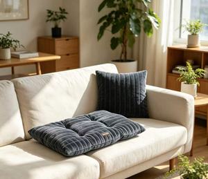 Yangyangpet Dark Grey Flannel Fabric Square Washable <strong>Indestructible</strong> Removable Chew Proof <strong>Dog</strong> <strong>Bed</strong> - Product Image 2