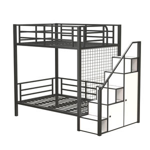 Heavy Duty Steel Metal <span class=keywords><strong>Loft</strong></span> <span class=keywords><strong>Bed</strong></span> com escadas de madeira Design para Cama Individual <span class=keywords><strong>Queen</strong></span> Colchões Adequado para Adultos - Product Image 6