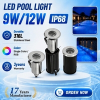 Spot LED 12 volts 3W en acier inoxydable IP68 étanche blanc chaud à intensité variable pour piscines et fontaines