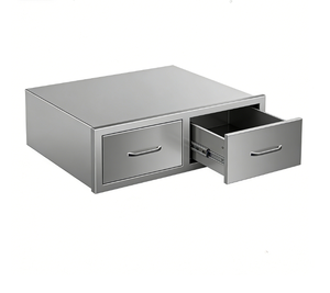 Nouvelle île de cuisine extérieure avec barbecue, deux tiroirs de rangement en acier inoxydable pour ustensiles de cuisine - Product Image 1