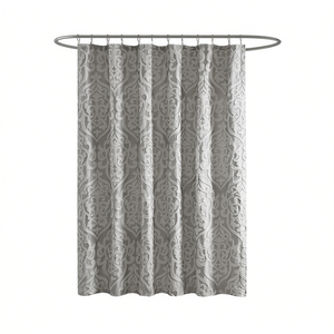 Tenda da doccia in tessuto jacquard con motivo classico e anelli per l'arredamento del bagno - Product Image 1