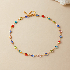 Collar <span class=keywords><strong>de</strong></span> Gargantilla con Cuentas <span class=keywords><strong>de</strong></span> Cristal <span class=keywords><strong>de</strong></span> Colores Chapado en Oro <span class=keywords><strong>de</strong></span> 18K, Estilo Boho Arcoíris, Joyería <span class=keywords><strong>de</strong></span> Verano para Mujer, Estilo INS - Product Image 3