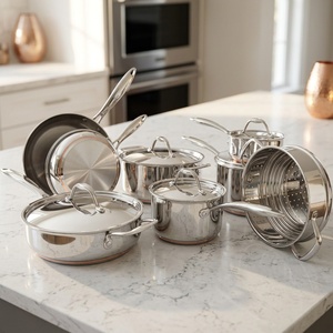 Juego de Utensilios de Cocina Clásicos Premium de Acero Inoxidable, Olla y <span class=keywords><strong>Cacerola</strong></span> de Acero Inoxidable sin Recubrimiento para Cocinar en Casa - Product Image 6