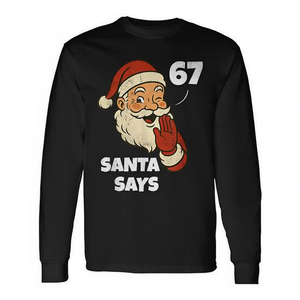 Santa Says 67 Meme Christmas Vintage Holiday Camiseta de manga larga - Product Image 2