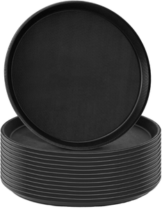 Plateau de service rond classique écologique avec support de logo personnalisé, antidérapant, en plastique sous glaçure, pour verres à shot de bar - Product Image 1