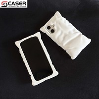 Coque de téléphone 3D créative en silicone froissé avec oreilles de chat mignonnes pour iPhone 13-18, antichoc et mate, protection intégrale