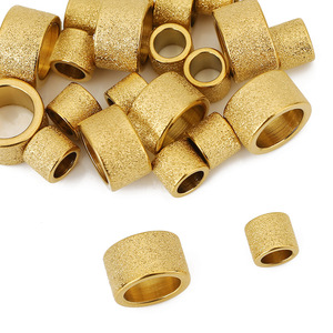 Stainless Steel Antique Sand Gold Frosted Beads Large Hole DIY Jewelry Spacer Round Simple Style WLL264 - Product Image 5
