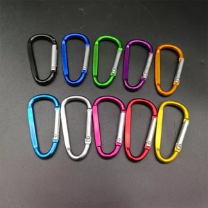 Custom logo Aluminum Keychain Carabiner Flattened Aluminum Alloy Material Color Spring Carabiner Hook