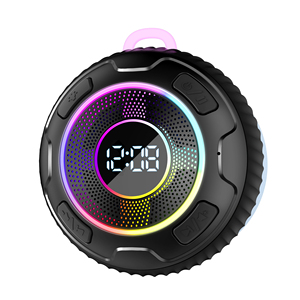 Altavoz <span class=keywords><strong>Bluetooth</strong></span> TWS para baño con reloj impermeable IPX7 llamada <span class=keywords><strong>Mini</strong></span> manos libres portátil con luz RGB de 6 colores - Product Image 1