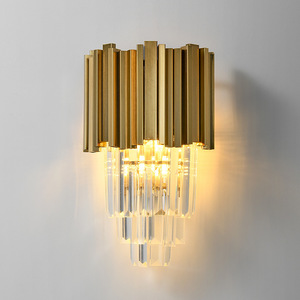 Bedroom Bedside Wall <b>Light</b> Modern Crystal Staircase Lamps Gold Hotel Corridor Custom LED <b>Sconce</b> Lighting - Product Image 5