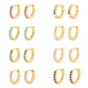 Boucles d'oreilles créoles plaquées or ROXI pour femme, micro-incrustées de zircon, tendance, cadeau de mariage, fête, argent sterling S925 - Product Image 2