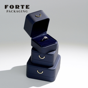 FORTE Hot Selling Luxury Jewelry Box Pendant <b>Earrings</b> Bracelet Ring Necklace <b>Gift</b> <b>Boxes</b> Cases Grey Wedding Leather Jewelry Box - Product Image 2