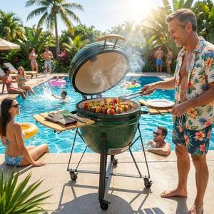 Grande Vente : Four à Charbon en Céramique Kamado 25 Pouces OEM/ODM, Barbecue Extérieur pour Jardin et Cuisine - Product Image 2