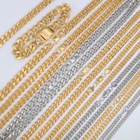 Chaîne cubaine en acier inoxydable plaqué or 18 carats avec zircon, inaltérable, style hip-hop, pour homme, cadeau de mariage, bijoux en gros