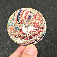 Aimant de réfrigérateur en métal, motif cerf de style dessin animé avec cornes et nuages, impression couleur en relief 3D, série promotionnelle pour festivals, cadeau souvenir rond