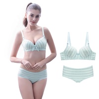 Sexy Junge Mädchen Coole Dünne BH-Slip-Kombination Stylisches Streifenmuster Polyester BH-Unterwäsche-Set