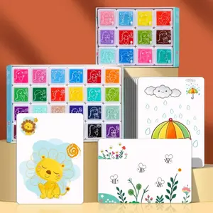 Neuankömmling Finger DIY Doodle 12/24 Farben Wasch bares Finger druckset mit Zeichen karte und Mal album für Kinder