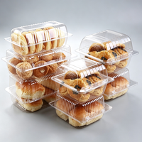 Contenitori per prodotti da forno in PET con coperchio a cerniera, multi-misura, robusti, trasparenti, per pane e pasticcini, personalizzabili con logo - Vendita all'ingrosso