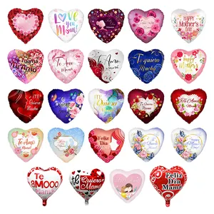 18 inch Spanish Mother's Day heart Balloon Party decorated Happy Mother's Day aluminum foil balloon wholesale