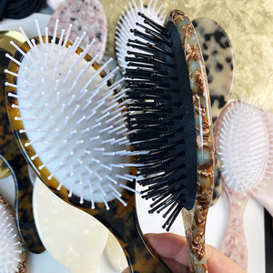 Cepillo desenredante de acetato de celulosa ecológico de <span class=keywords><strong>gran</strong></span> tamaño, cepillo masajeador de cuero cabelludo, cepillo desenredador de paletas, cepillo para extensiones de cabello - Product Image 5