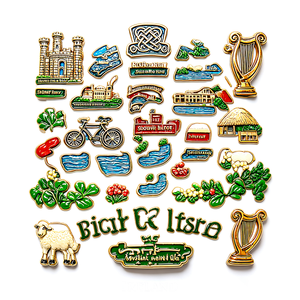 Aimant de réfrigérateur en résine imprimée UV 3D, personnalisé, avec le château de Blarney, le vélo et les deux trèfles, souvenir d'Irlande, cadeau OEM - Product Image 5