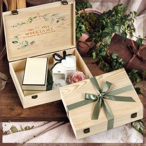 Unfinished Wooden <strong>With</strong> <strong>Lid</strong> 12"x9"x3.1" <strong>Decorative</strong> <strong>Storage</strong> Keepsake Boxes Memory Boxes Natural Pine Wood <strong>Box</strong> for Crafts - Product Image 2