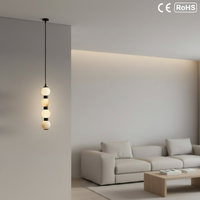 Luminaire suspendu long en albâtre noir et or, style français moderne, taille moyenne, pour chambre à coucher, hôtel, salon, bar