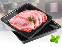 Viande fraîche aliments congelés plateau en plastique noir steak boeuf viande fraîche froide plateau sous vide