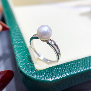 Base para Anillo de Perlas DIY de Plata S925, Vacía, con Perlas Redondas de 9-10 mm, 1892 - Accesorio de Joyería de Plata de Moda - Product Image 3