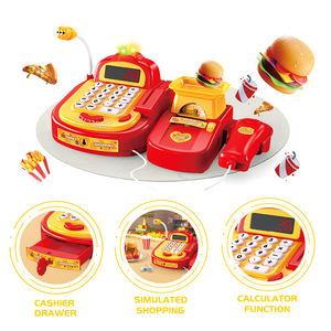 Juego de escritorio de cajero de hamburguesa más Popular, juguetes de <span class=keywords><strong>caja</strong></span> <span class=keywords><strong>registradora</strong></span> para niños, <span class=keywords><strong>juguete</strong></span> de cajero para niños - Product Image 4