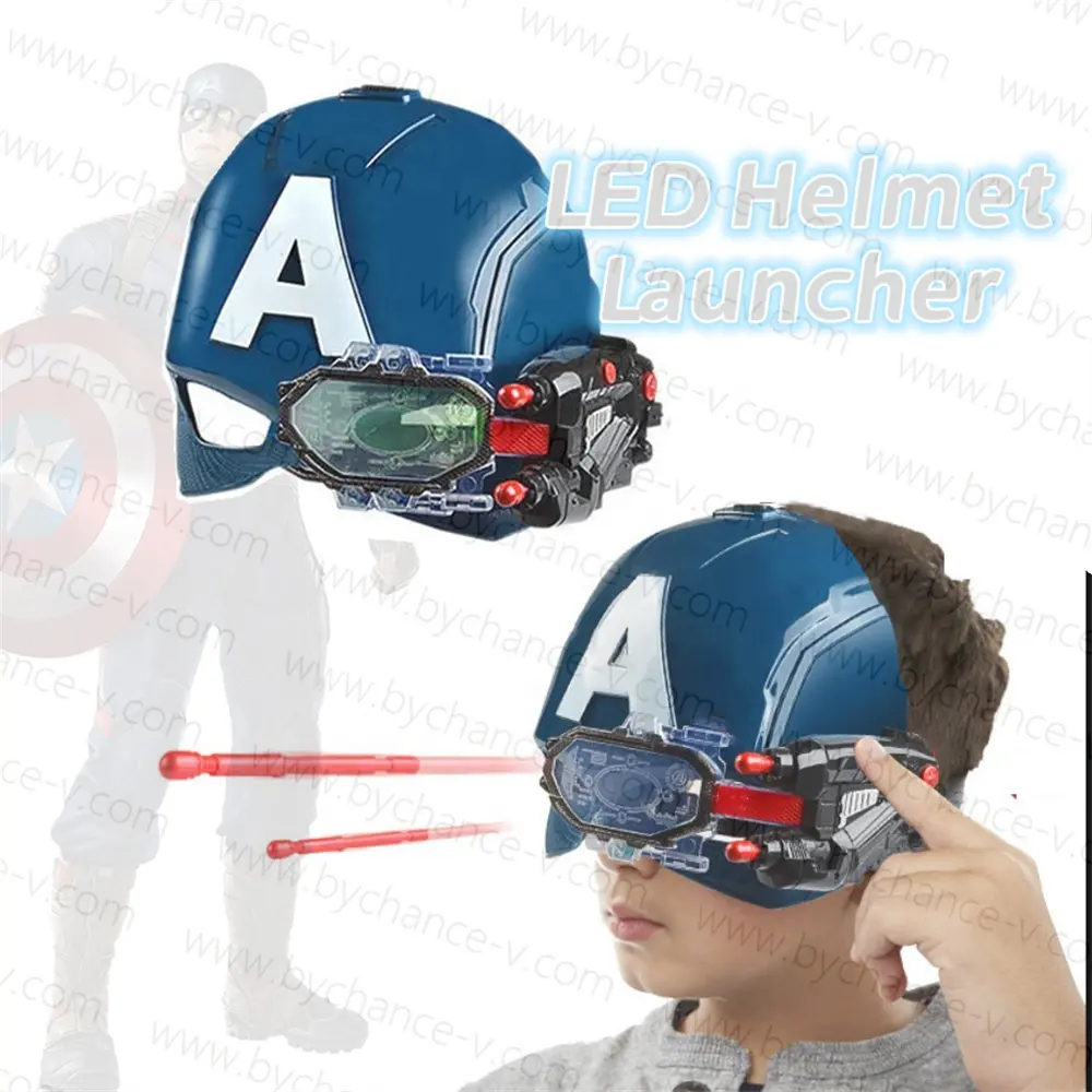Chistmas cool gift for boys fantastico regalo per gli amanti dei supereroi casco da capitano americano con lanciatore di proiettili per occhiali incandescente