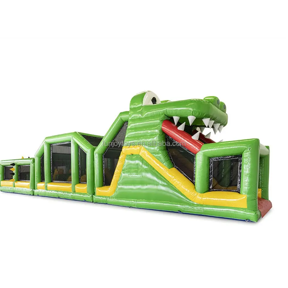 Individuelles grünes krokodillebe aufblasbare Sprungschuhe aufblasbare Straßensperren-Spiel Vergnügungspark