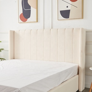 Ensemble de meubles de chambre à coucher Lit king-size en velours de luxe Lit classique à haut dossier capitonné en tissu Teddy crème Cadre de lit en bois Lit <span class=keywords><strong>queen</strong></span>-size - Product Image 5