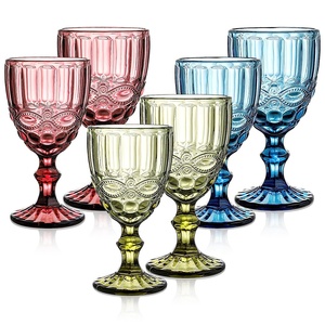 Cổ điển dày uống ly thủy tinh Roman cột rượu vang kính màu dập nổi Tiki ly - Product Image 6