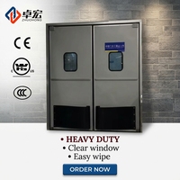 Porte battante bidirectionnelle en acier inoxydable OEM à double action pour cuisine d'hôtel et cantine