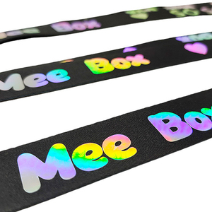 Custom Holographic Rainbow Laser Printed <b>Polyester</b> <b>Lanyard</b> with Silicone Rings for Phone - Product Image 2