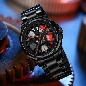 นาฬิกาข้อมือลายล้อแม็กซ์คุณภาพสูงแบบดรอปชิปปิ้ง พิมพ์ลายตามสั่ง OEM นาฬิกาควอตซ์ลายล้อแม็กซ์หมุนได้สามมิติสำหรับผู้ชาย - Product Image 4