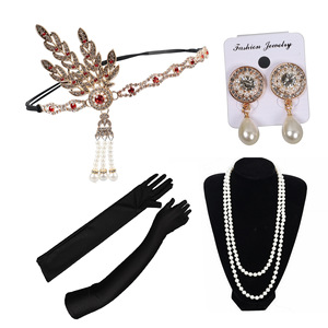 LOWOSAIWOR Ensemble de bandeaux vintage en plumes pour femmes, faits à la main, réglables, accessoires <span class=keywords><strong>Gatsby</strong></span> pour robe de bal des années 1920 - Product Image 2