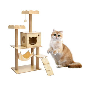 Pet <span class=keywords><strong>Cat</strong></span> prodotto alto moderno colore legno pavimento al soffitto Multi-livello Pet Tree torre in legno gatto torre in legno fiore albero gatto - Product Image 1