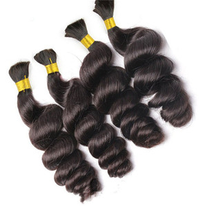 Negro natural brasileño <span class=keywords><strong>de</strong></span> la <span class=keywords><strong>onda</strong></span> suelta del pelo humano del pelo Remy trenzado <span class=keywords><strong>de</strong></span> pelo a granel - Product Image 3