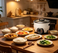Mini cuiseur à riz 1,8 L en acier inoxydable, appareil de cuisine électrique avec tasse doseuse