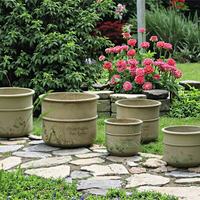 Pot bunga tanah liat serat warna-warni terlaris pot penanaman taman luar ruangan dengan lubang drainase Biodegradable & ramah lingkungan