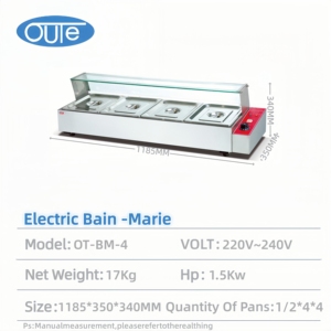 Baño María Eléctrico OUTE de 4 Recipientes, Calentador de Alimentos de Acero Inoxidable para Mostrador, Equipo de Calentamiento Comercial para Catering - Product Image 2