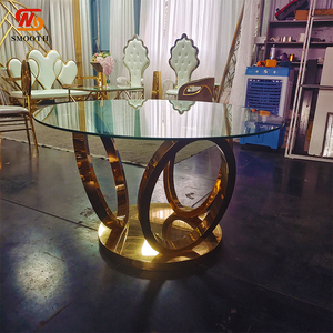 LEDA Custom Modern Outdoor Dining Decor Gold Stainless Steel Frame Halls Banquets Restaurants Hotels <b>Table</b> for Wedding - Product Image 2