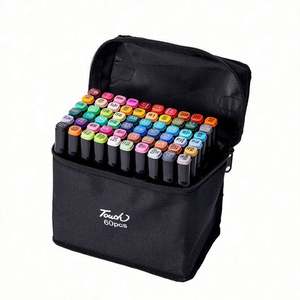 Ensemble de 80 marqueurs à alcool effaçables noirs permanents pour dessin et croquis + étui portable grande capacité avec poignée - Product Image 1